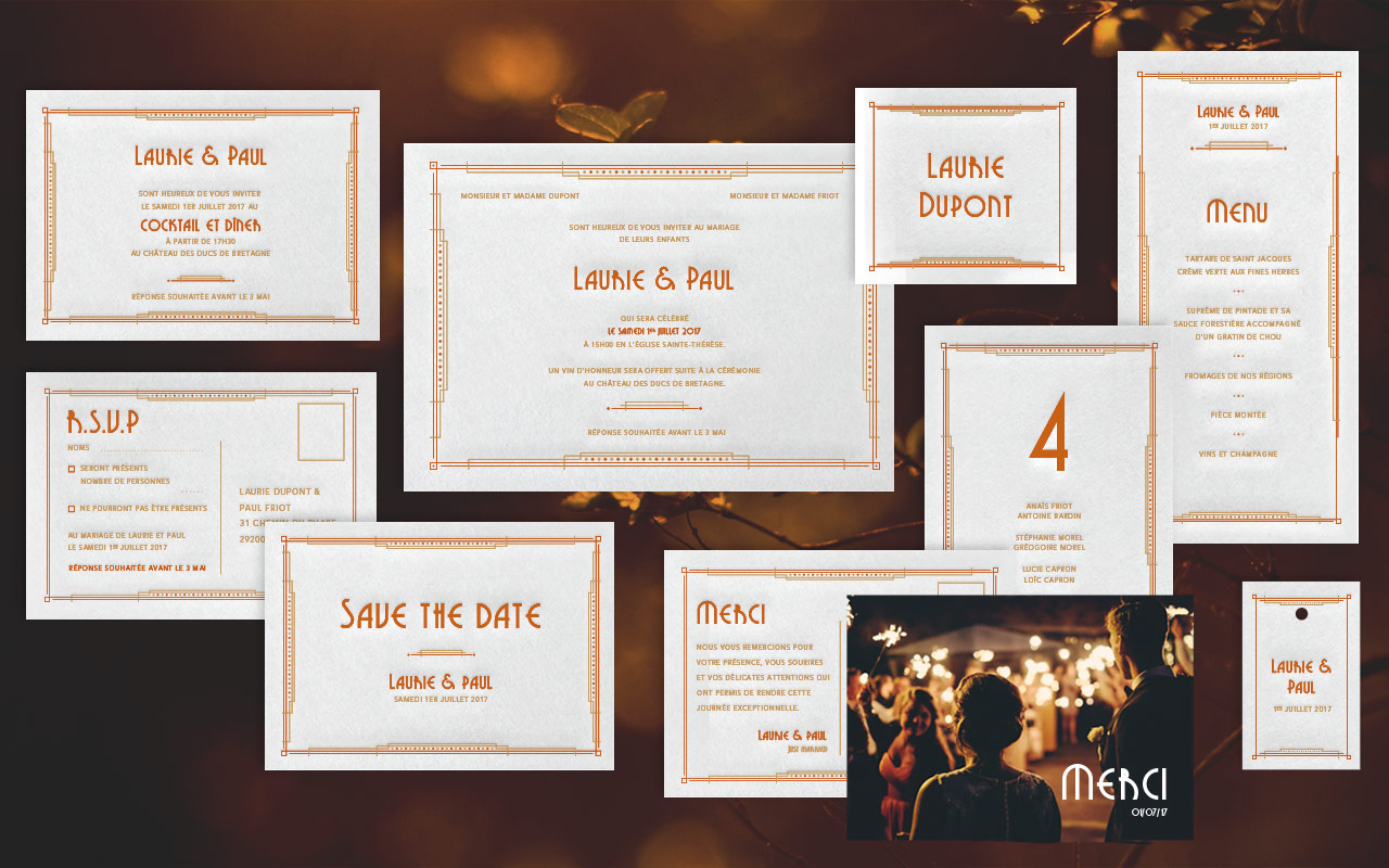 Faire-part de mariage art déco