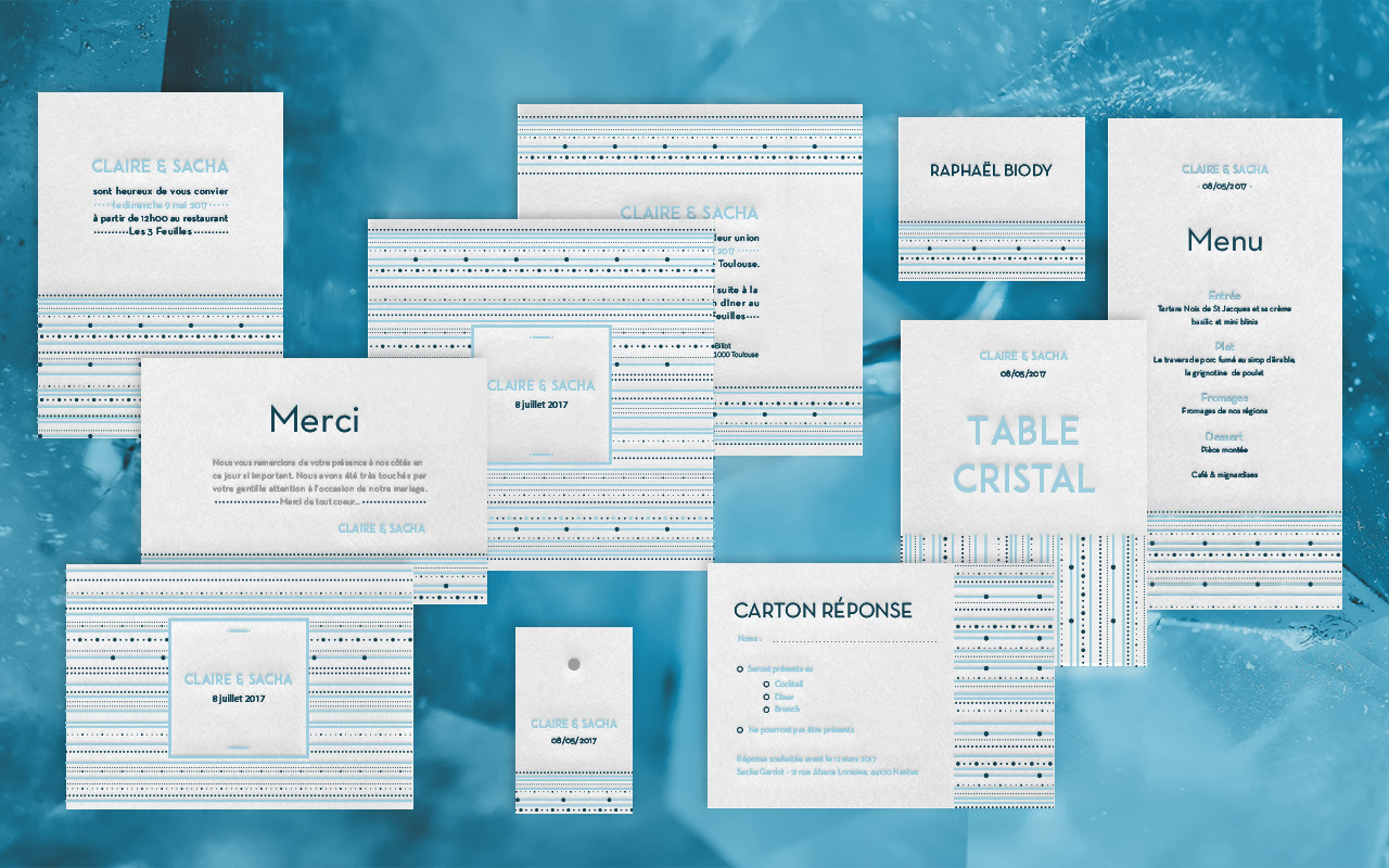 Faire-part de mariage letterpress cristal